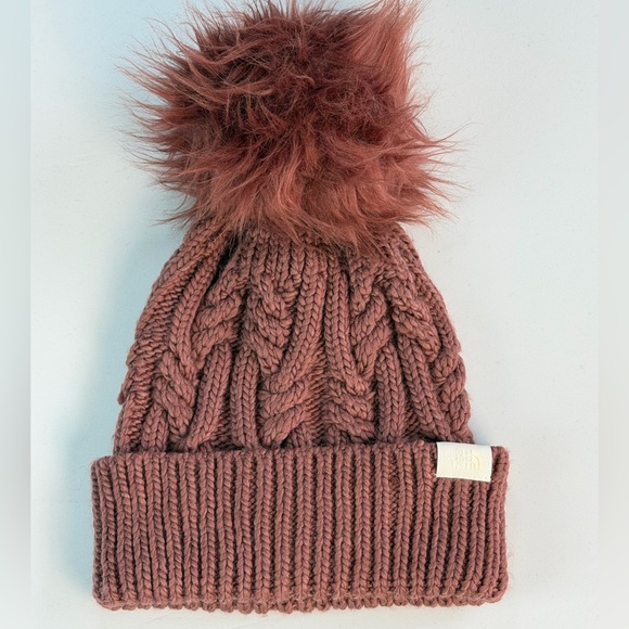 The North Face Accessories - The North Face Oh Mega Pom Knit Beanie Mauve NWT